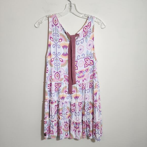 Matilda Jane breath deeply floral print tiered tie back swing tank top woman's S - Picture 4 of 9